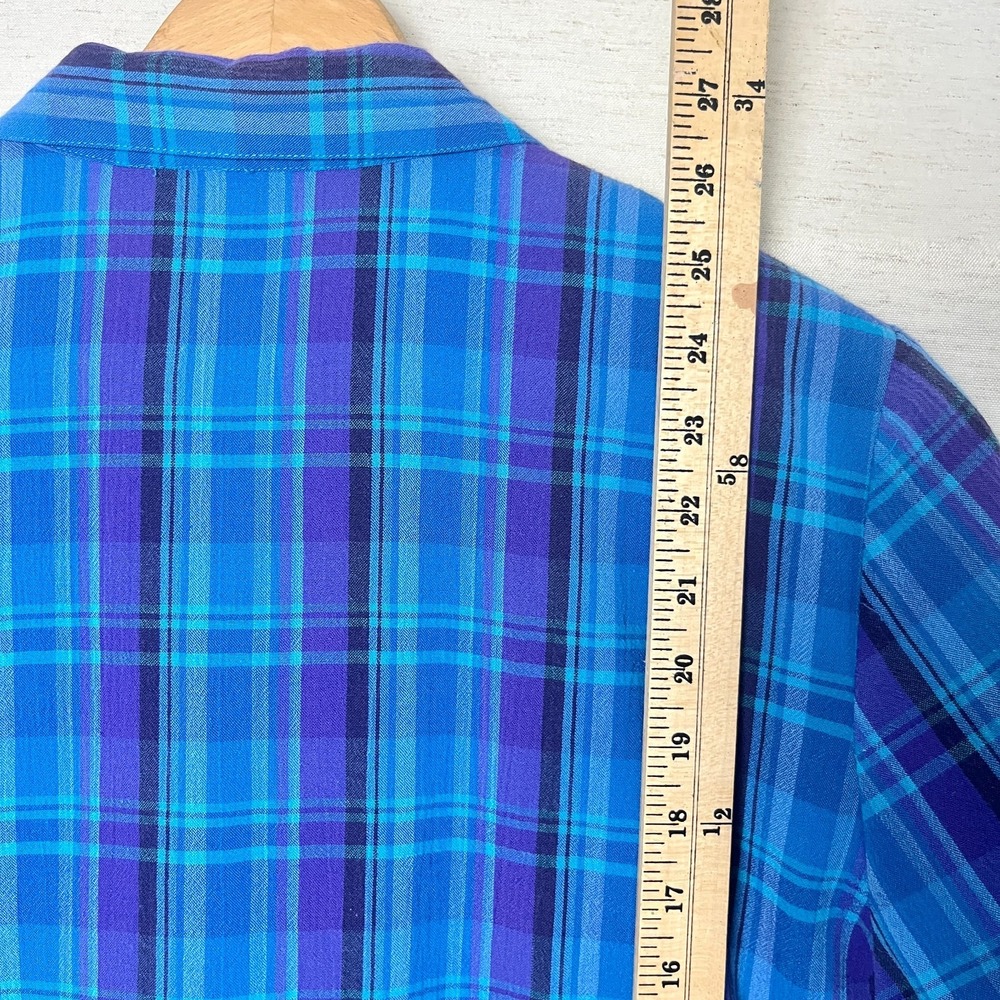 Vintage TanJay Top Button Up Short Plaid Sz 14 90s prairie cottagecore farmhouse - Picture 5 of 5